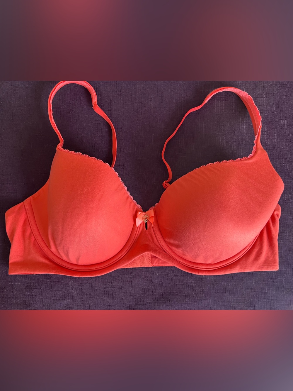 Victoria Secret Body By Victoria Lined Demi Bust Double Bra Size 38C Red/Coral